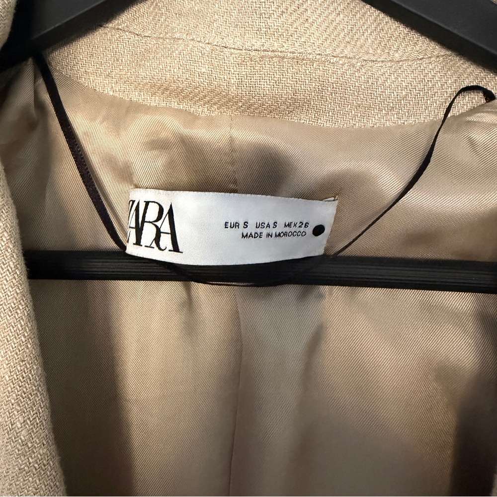 Zara Women's Beige linen coat jacket - Picture 6 of 6